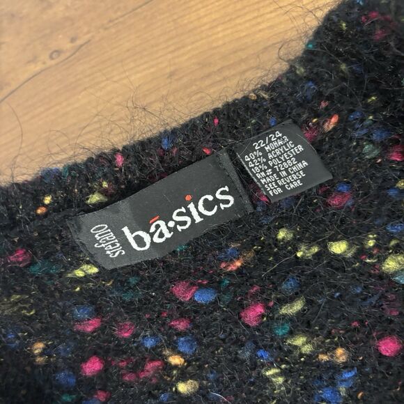 VTG 90s Stefano Basics Mohair Blend Sweater Vest Black Confetti Speckled 22-24 - Picture 7 of 7